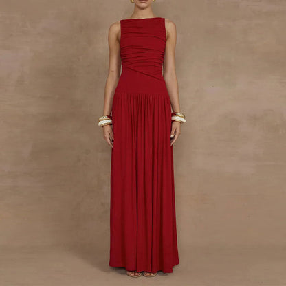 Damen Maxikleid Raffiniertes Raffung Design Norvielle