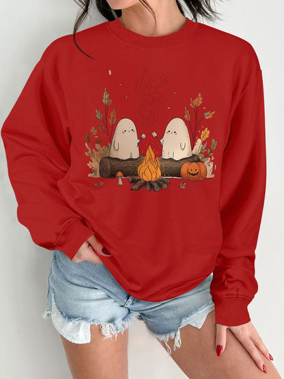 Damen Sweatshirt Gruselmotiv Bequem Norvielle