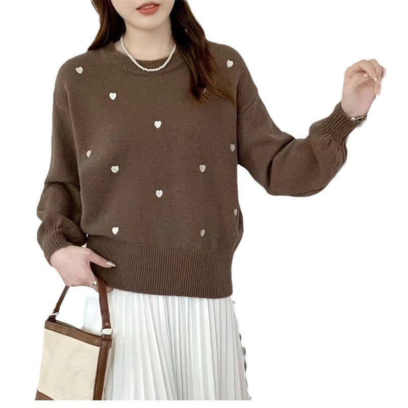 Damen Pullover Herz-Motiv Lässiger Schnitt Norvielle