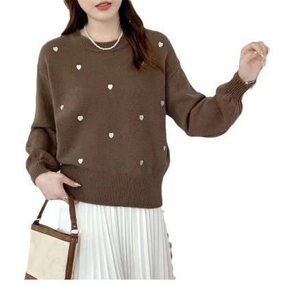Damen Pullover Herz-Motiv Lässiger Schnitt Norvielle