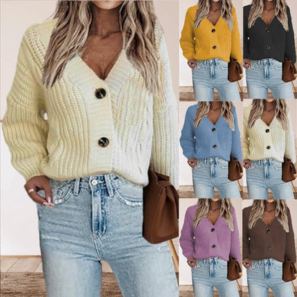 Damen Cardigan Grobstrick Voluminöse Ärmel Beige - Norvielle