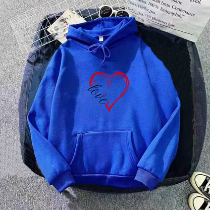 Damen Kapuzenpullover Fleece Herz-Design Weich Rosa