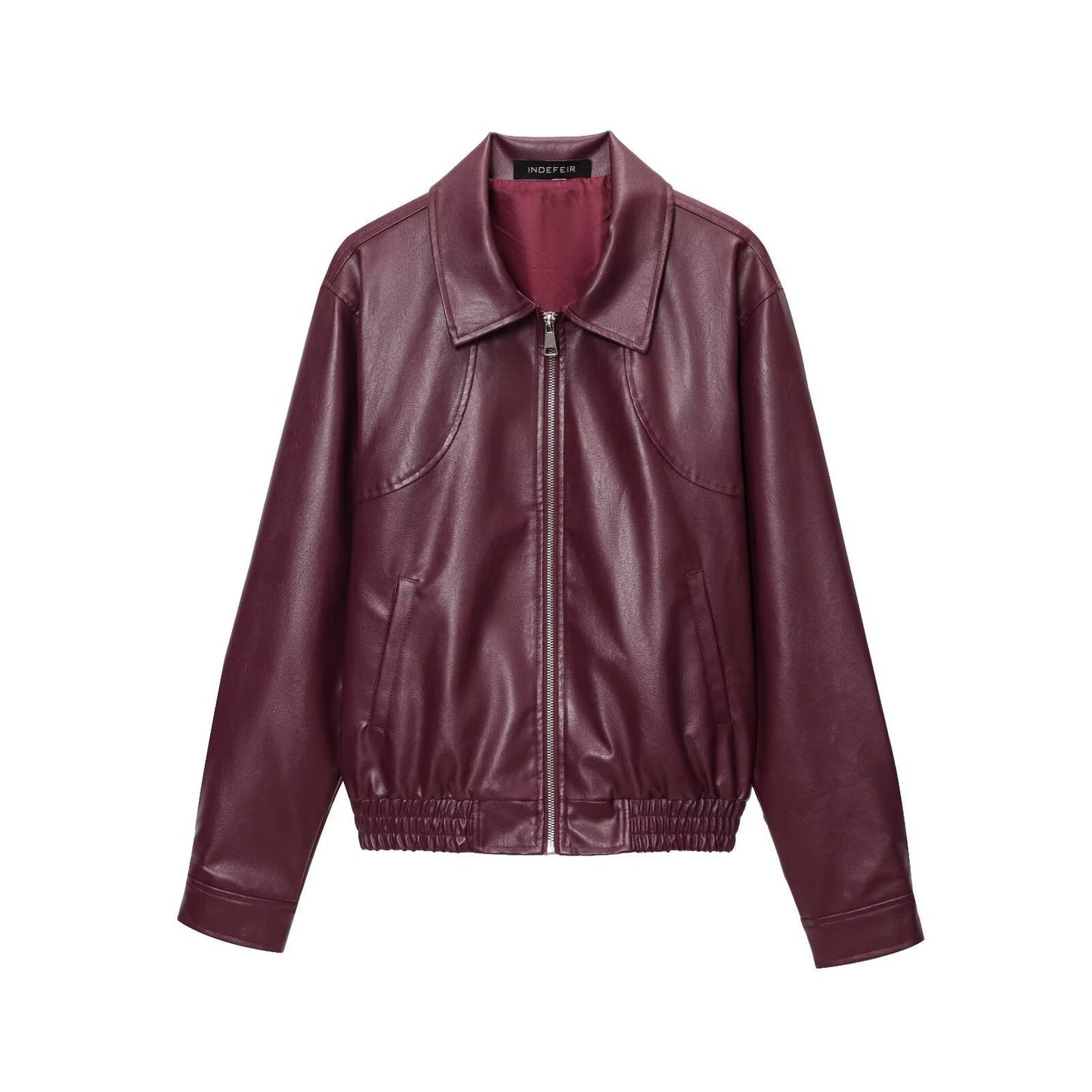 Damen Kunstlederjacke Elastischer Bund Norvielle