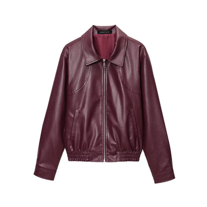 Damen Kunstlederjacke Elastischer Bund Norvielle