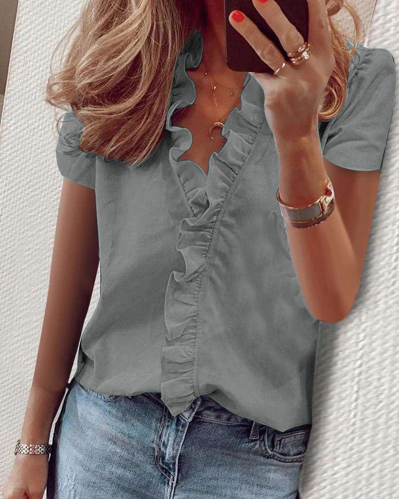 Damen Bluse Rüschendetail Elegante Bluse