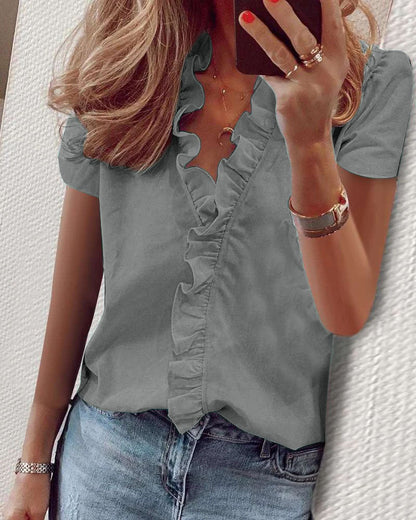 Damen Bluse Rüschendetail Elegante Bluse