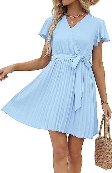 Damen Wickelkleid Plissiert Norvielle