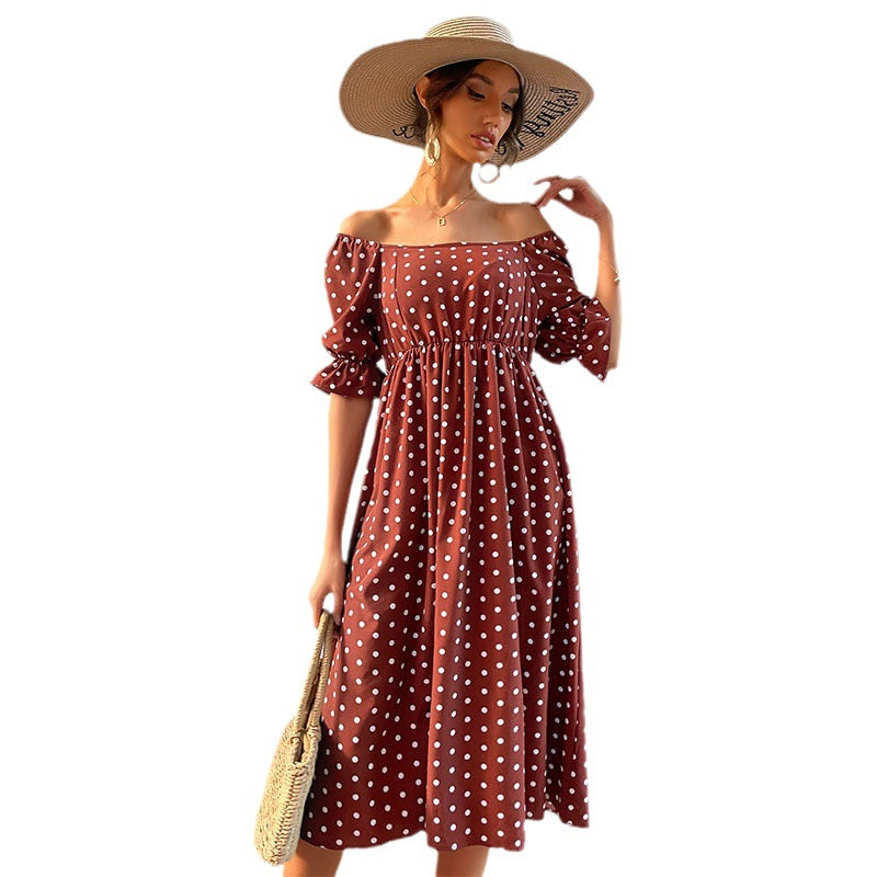 Damen Midi-Kleid Puffärmel Karomuster Norvielle