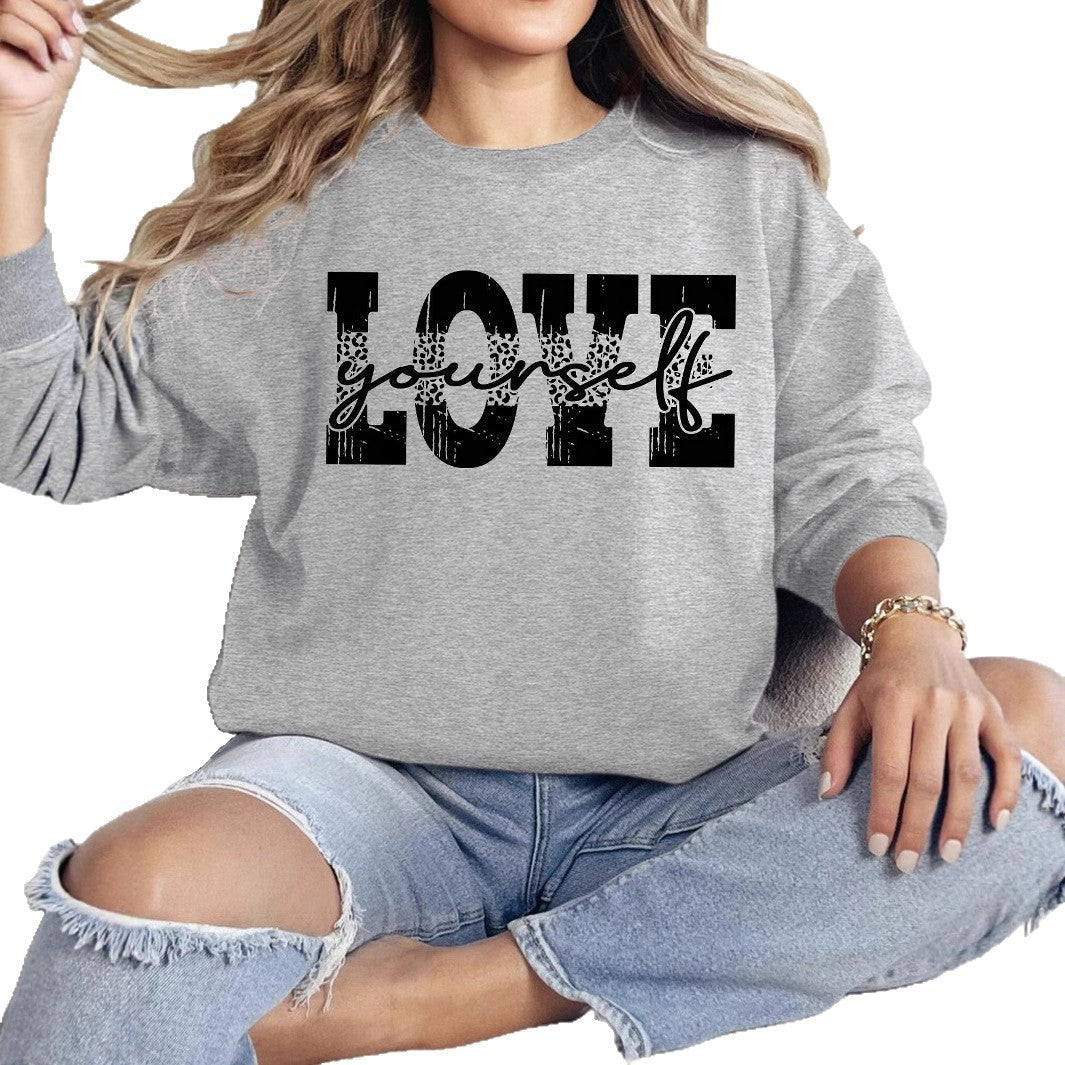 Damen Sweatshirt Lässig Mit Love Schriftzug