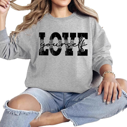 Damen Sweatshirt Lässig Mit Love Schriftzug