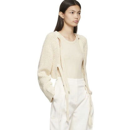 Damen Strickcardigan Offener Schnitt Luftig Beige