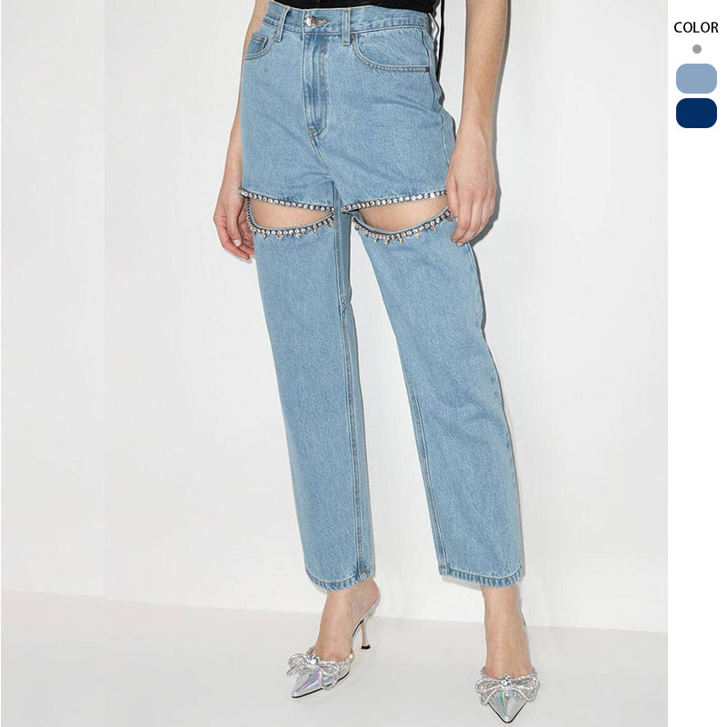 Damen Destroyed Jeans Glänzende Applikationen Norvielle - Norvielle