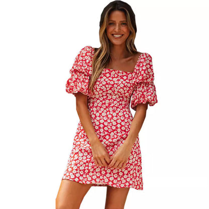 Damen Minikleid Puffärmel Floralmuster Norvielle
