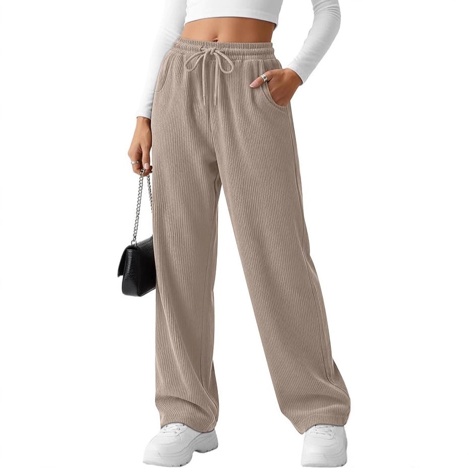 Damen Rippstrick-Hose Breit Kordelzug Norvielle