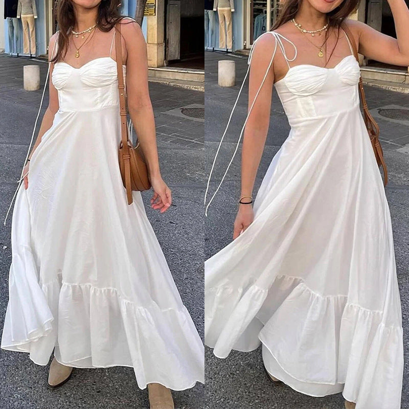 Damen Maxikleid Schulterfrei Voluminöser Rock Norvielle