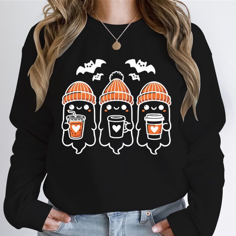 Damen Sweatshirt Gespenster-Design Gemütlich Grün