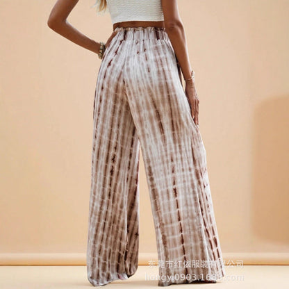 Damen Sommerhose Weit Batikmuster Elastischer Bund Norvielle