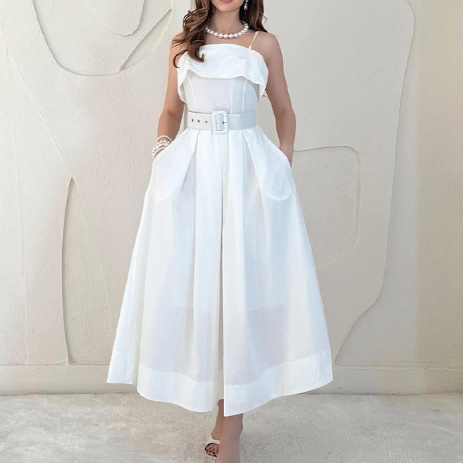 Damen Maxikleid Träger Tailliert Norvielle