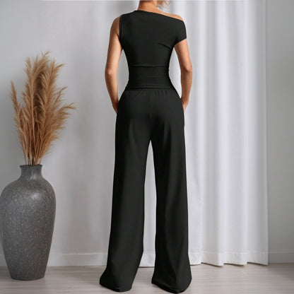 Damen Jumpsuit Asymmetrisch Mit Taschen