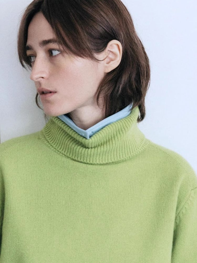 Damen Langarm-Pullover Hoher Kragen Norvielle