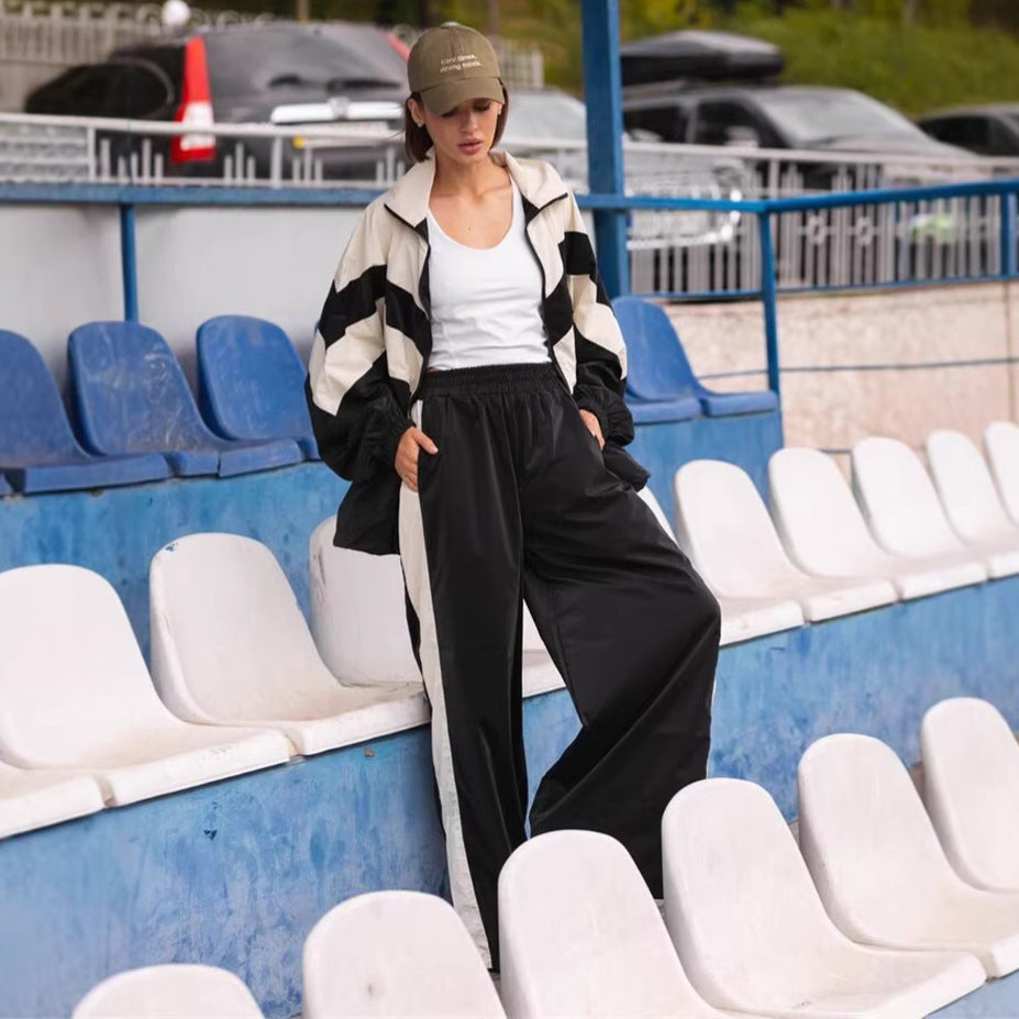 Damen Sportwindbreaker Hochgeschlossener Kragen Trendige Farben