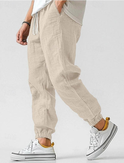 Herren Leinenhose Elastischer Bund Bequem Norvielle