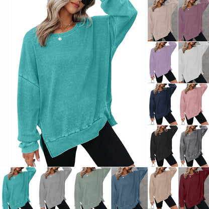 Damen Waffelpullover Mit Seitenschlitzen Norvielle - Norvielle