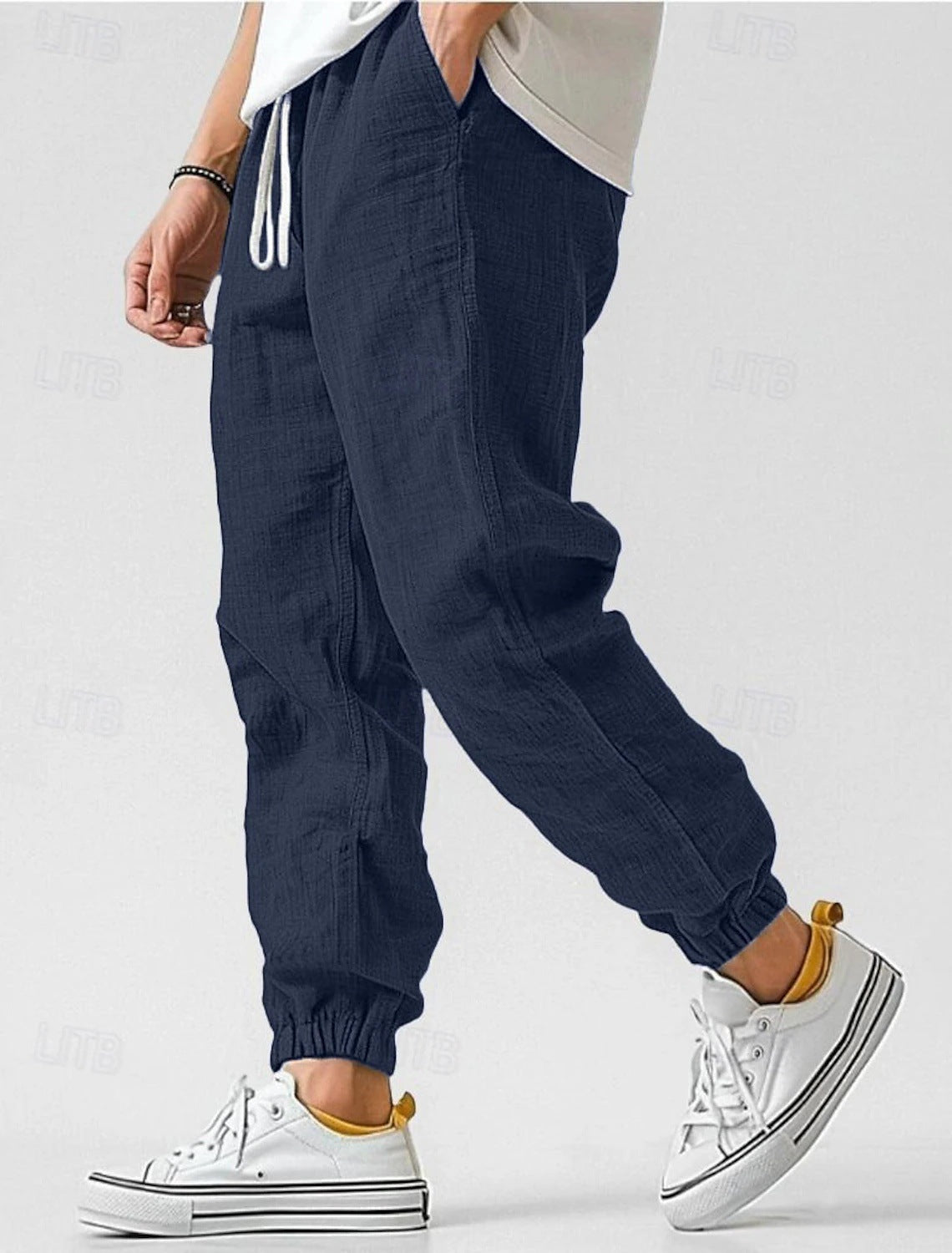 Herren Leinenhose Elastischer Bund Bequem Norvielle