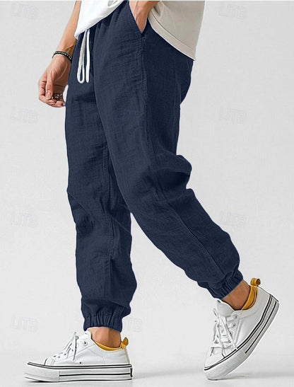 Herren Leinenhose Elastischer Bund Bequem Norvielle