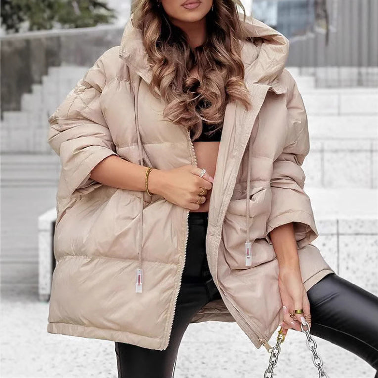 Damen Übergangsjacke Gesteppt Kapuze Modern Schwarz Norvielle - Norvielle