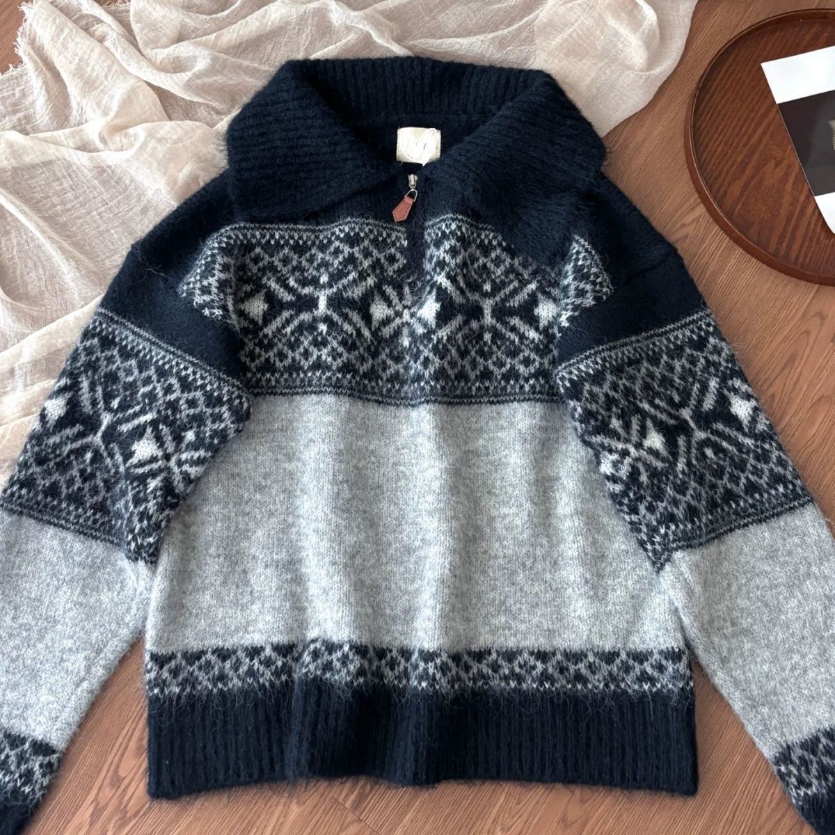 Damen Strickpullover Norweger Muster Norvielle