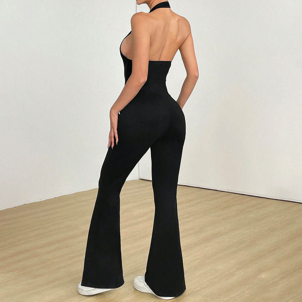 Damen Jumpsuit V-Ausschnitt Weitbein Norvielle