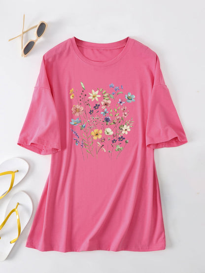 Damen Sommerbluse Floralmuster Baumwolle Blumenweiß