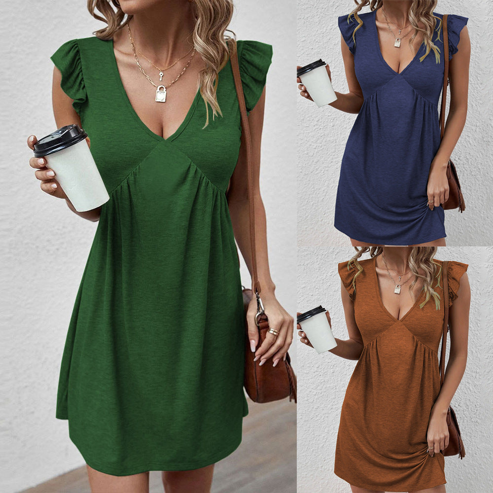 Damen Freizeitkleid V-Ausschnitt Rüschendetails Norvielle - Norvielle