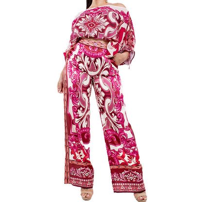 Damen Kombinationsoutfit Weites Bein Elegantes Muster