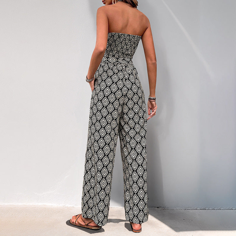 Damen Jumpsuit Boho-Muster Elastischer Bund Norvielle