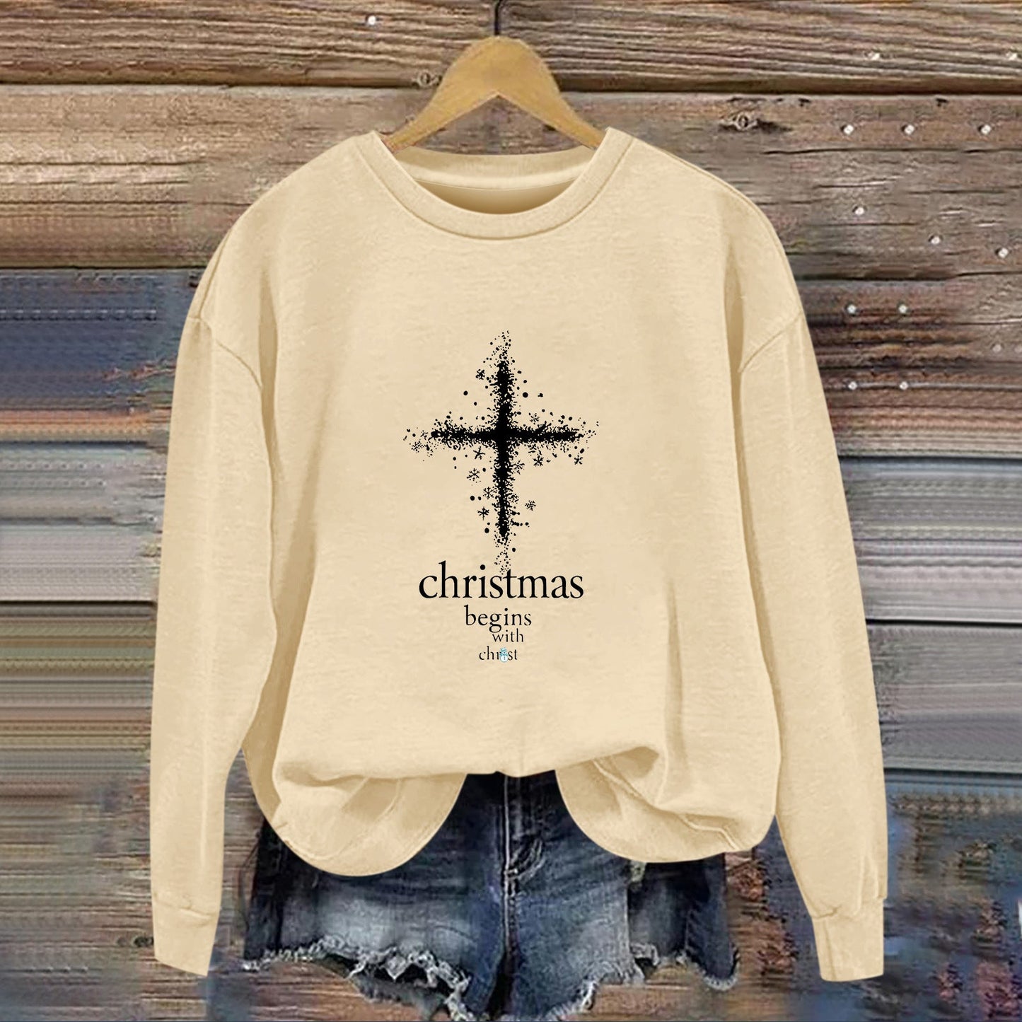 Damen Sweatshirt Christliches Motiv Weich Norvielle