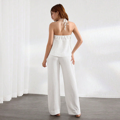 Damen Zweiteiler-Set mit Haltertop und weiten Hosen Norvielle