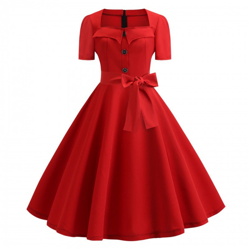 Damen Swingkleid mit Knopfleiste und Taillengürtel Norvielle - Norvielle
