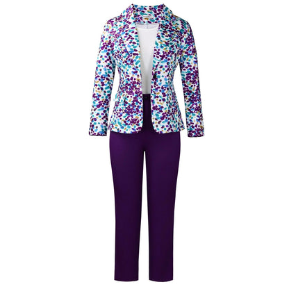 Damen Blazer-Hosenkombination Florales Muster Norvielle