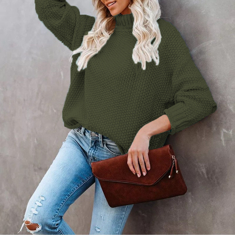 Damen Grobstrickpullover Rollkragen Lässig Norvielle