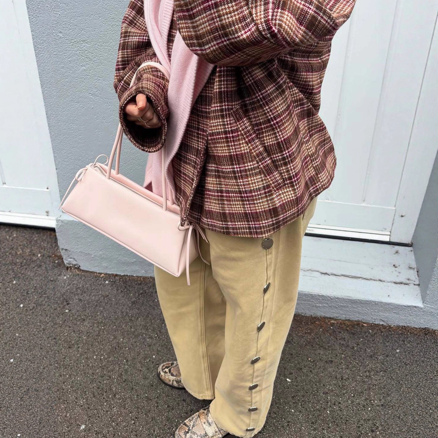 Damen Oversized Karojacke Modisch Großgeschnitten