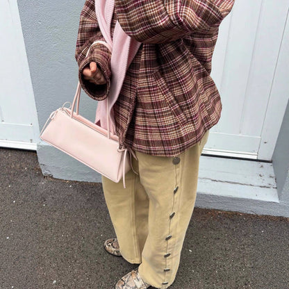 Damen Oversized Karojacke Modisch Großgeschnitten