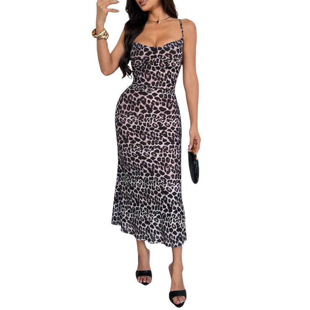 Damen Maxikleid Leopardenmuster Norvielle