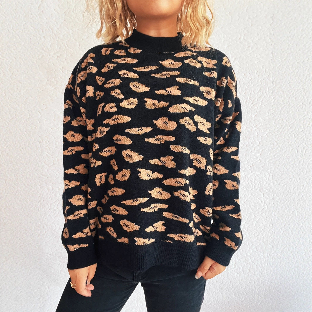Damen Strickpullover Tiermuster Lässig Norvielle