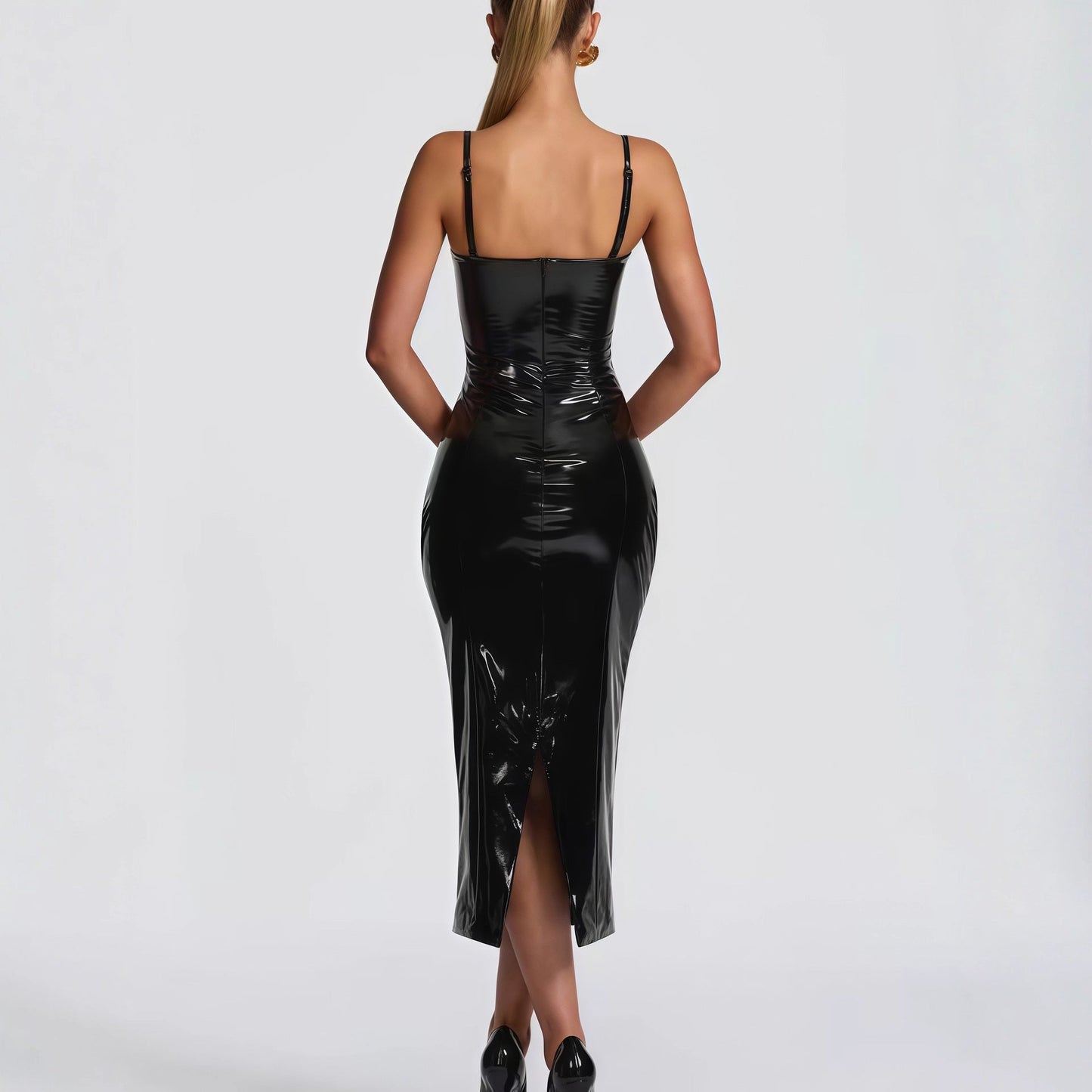Damen Trägerloses Bodycon-Kleid Glänzend