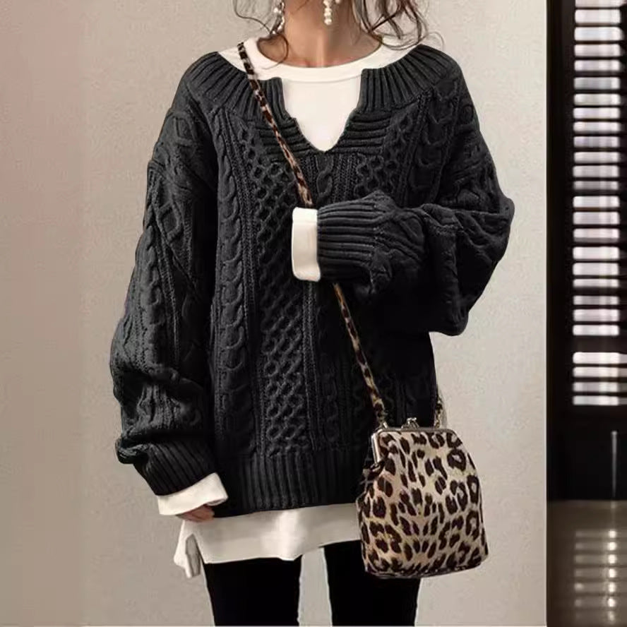 Damen Strickpullover Weiches Material V-Ausschnitt Beige