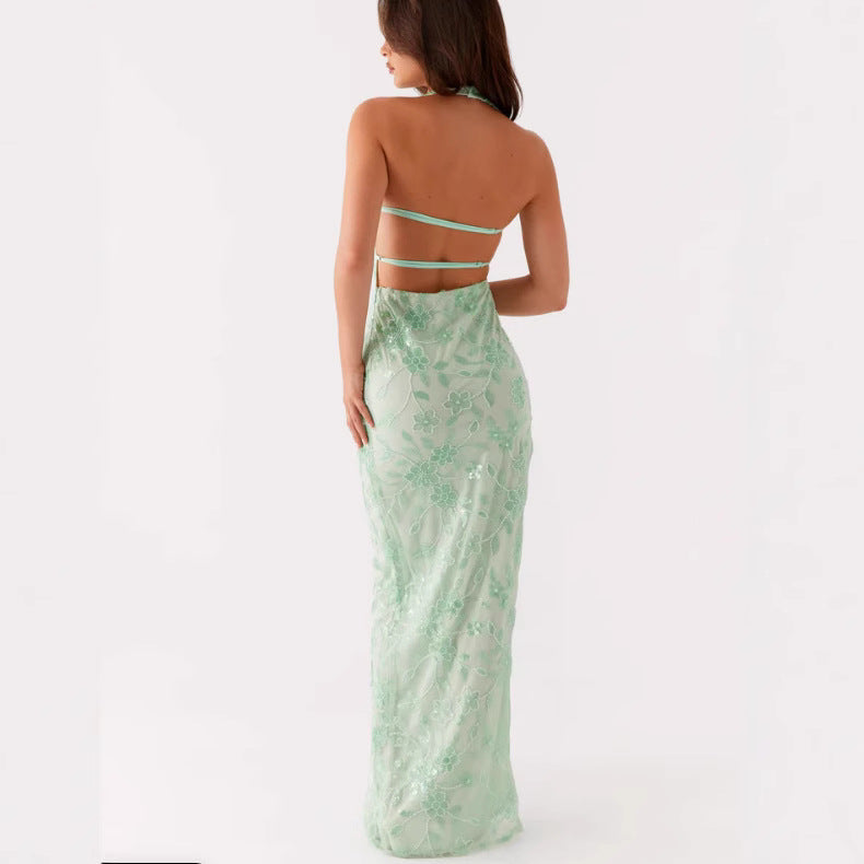 Damen Langarmkleid Spitze V-Ausschnitt Elegant Blumenmuster