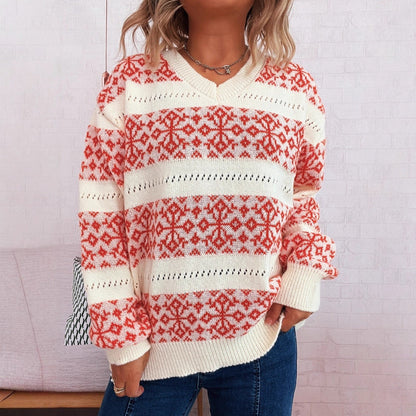 Damen Grobstrickpullover Schneeflockenmuster Norvielle - Norvielle