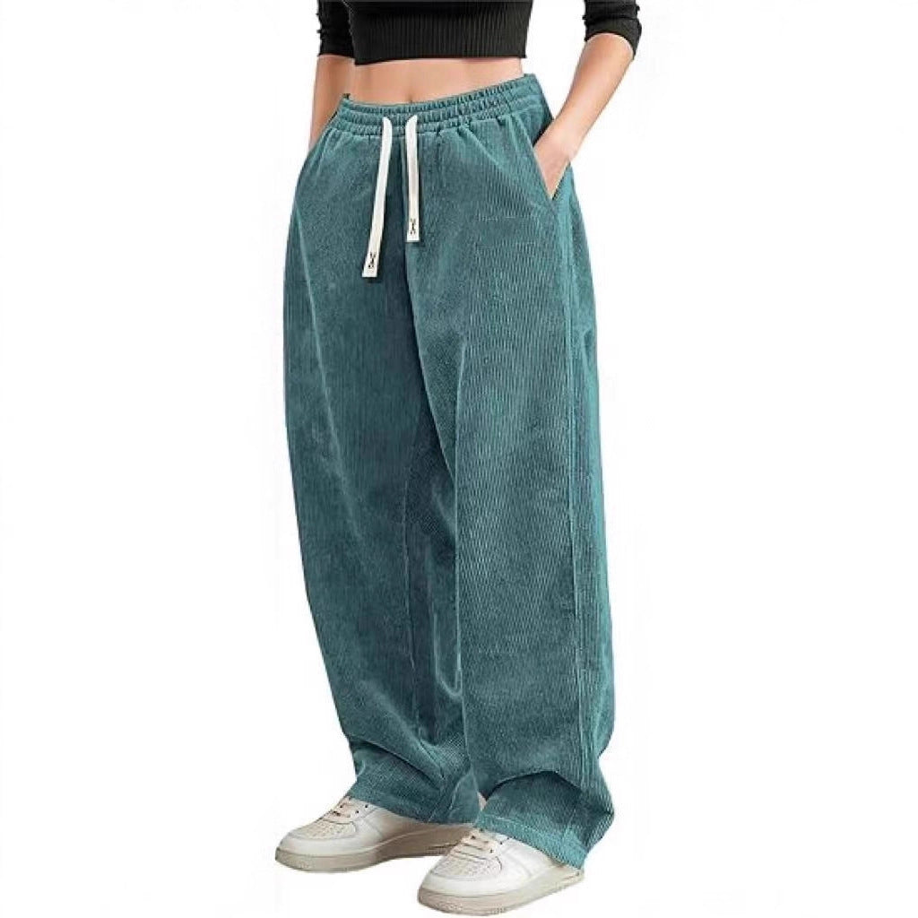 Damen Cordhose Weite Bein Elastischer Bund Norvielle